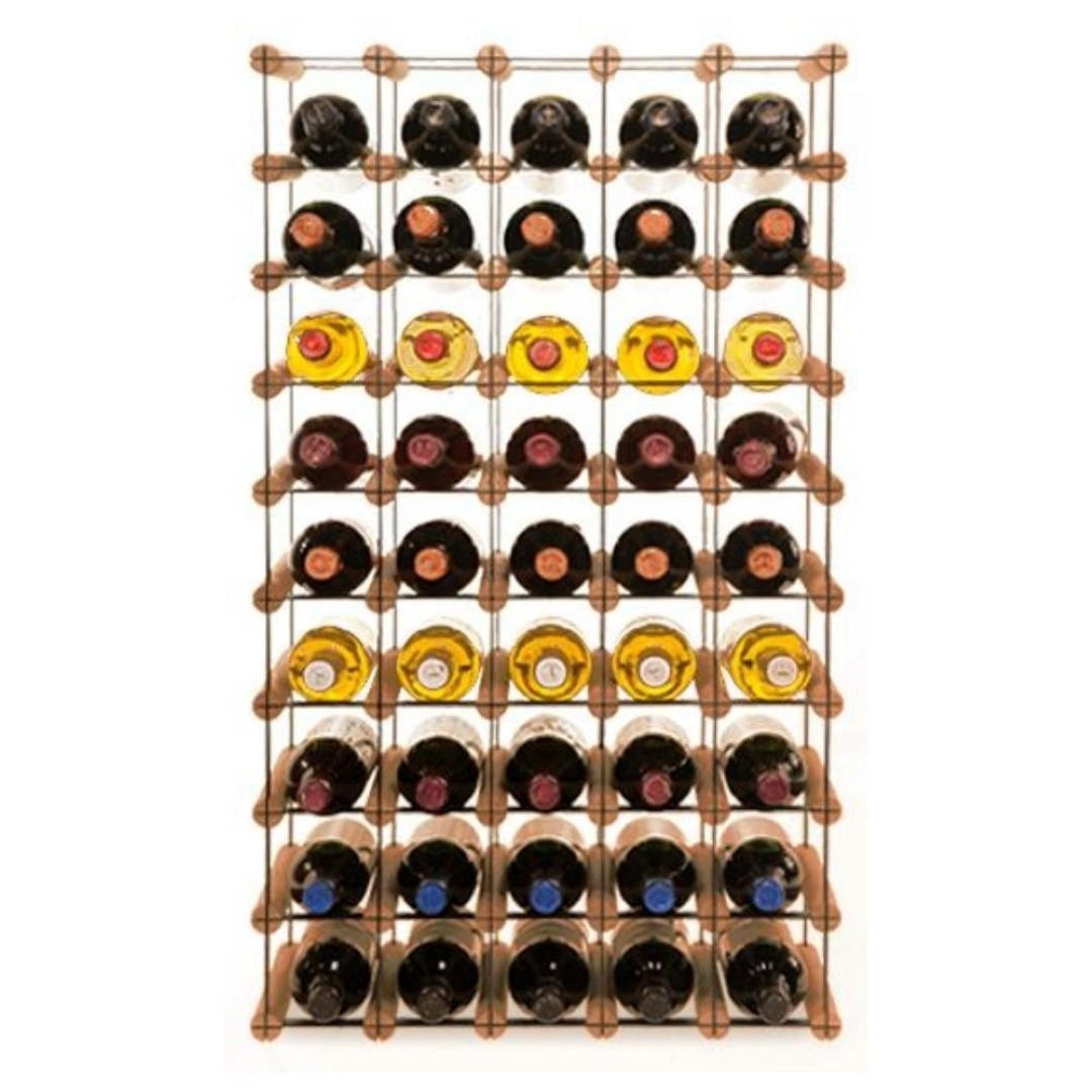 WEINREGAL Vinotega Mod Metal 92,5x52,5x24,5 cm 5x9 Flaschen Massives Kiefernholz Braun Geölt - Braun, Holz (52.5/92.5/24.5cm) - PROREGAL