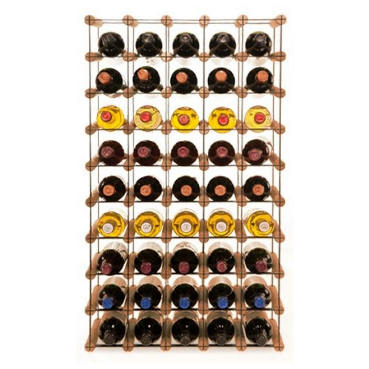 WEINREGAL Vinotega Mod Metal 92,5x52,5x24,5 cm 5x9 Flaschen Massives Kiefernholz Braun Geölt - Braun, Holz (52.5/92.5/24.5cm) - PROREGAL