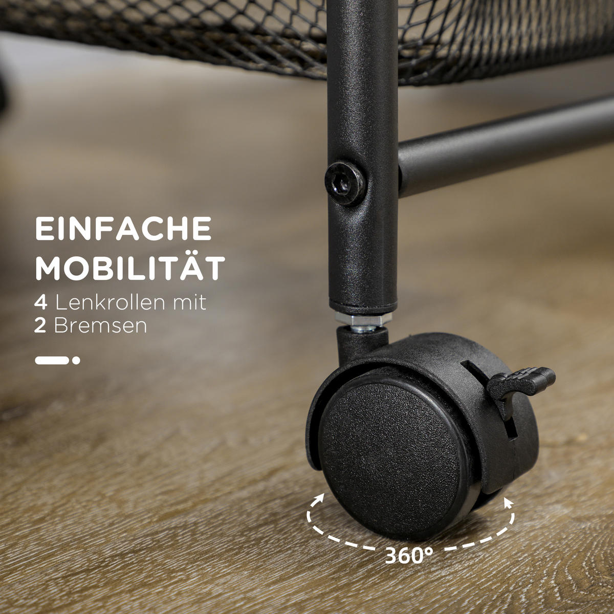 ROLLWAGEN, Küchenwagen, Stahl, Schwarz - Schwarz, Holzwerkstoff (31/66/41.5cm) - HOMCOM