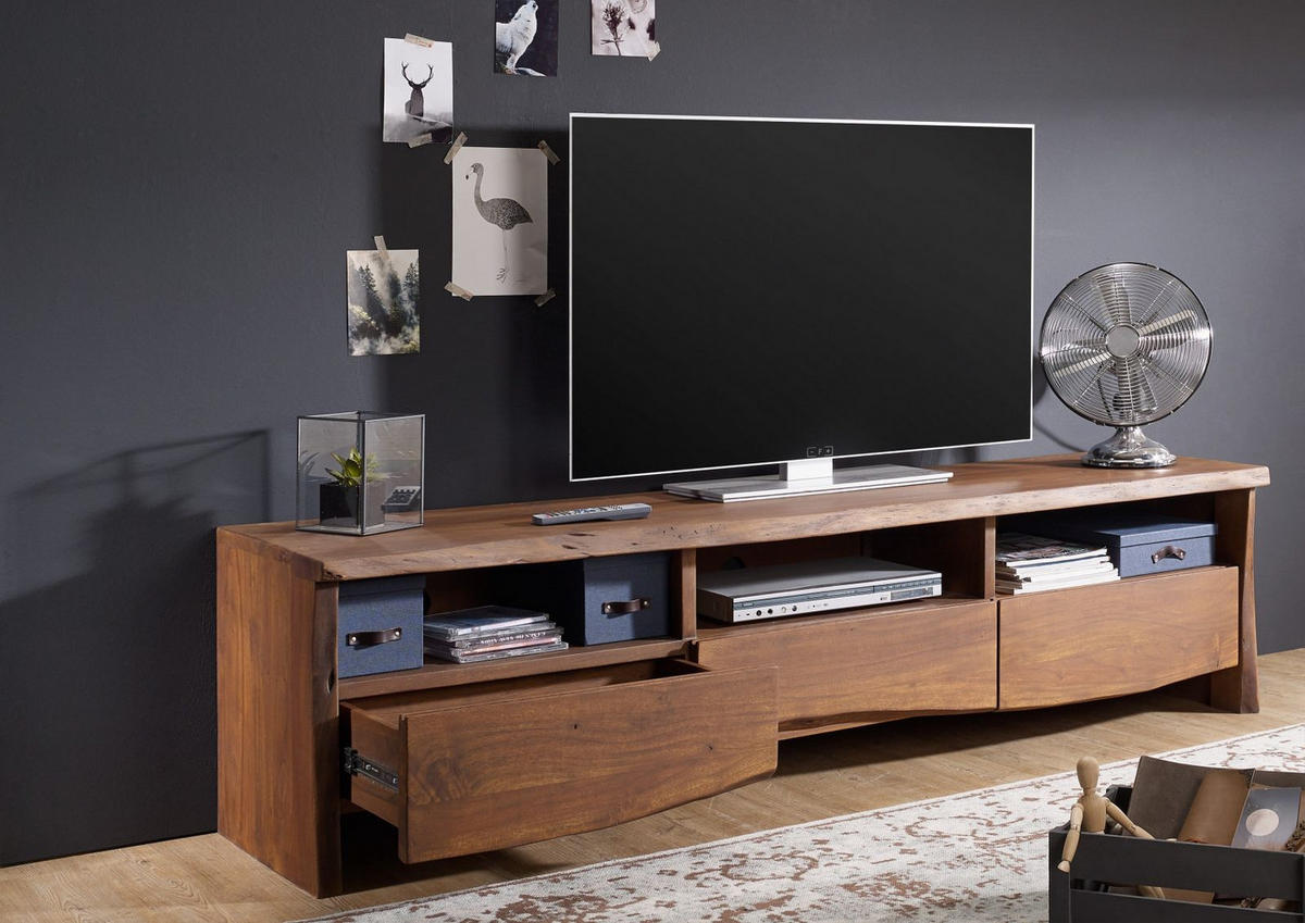 TV-BOARD Akazie 191x45x50 braun lackiert PURE ACACIA #209 - Braun, Holz (191/50/45cm) - Massivmoebel24