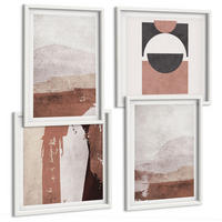 BILDER SET 4er Set - 50x50 cm & 40x60 cm Weißer Rahmen - Abstrakte braune Muster - Weiß, Kunststoff (50/50cm) - TULUP