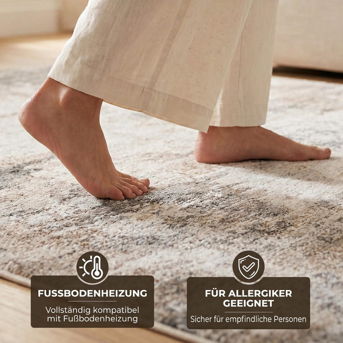 TEPPICH Polyester Braun - Braun, Textil (160/230cm) - HOMCOM