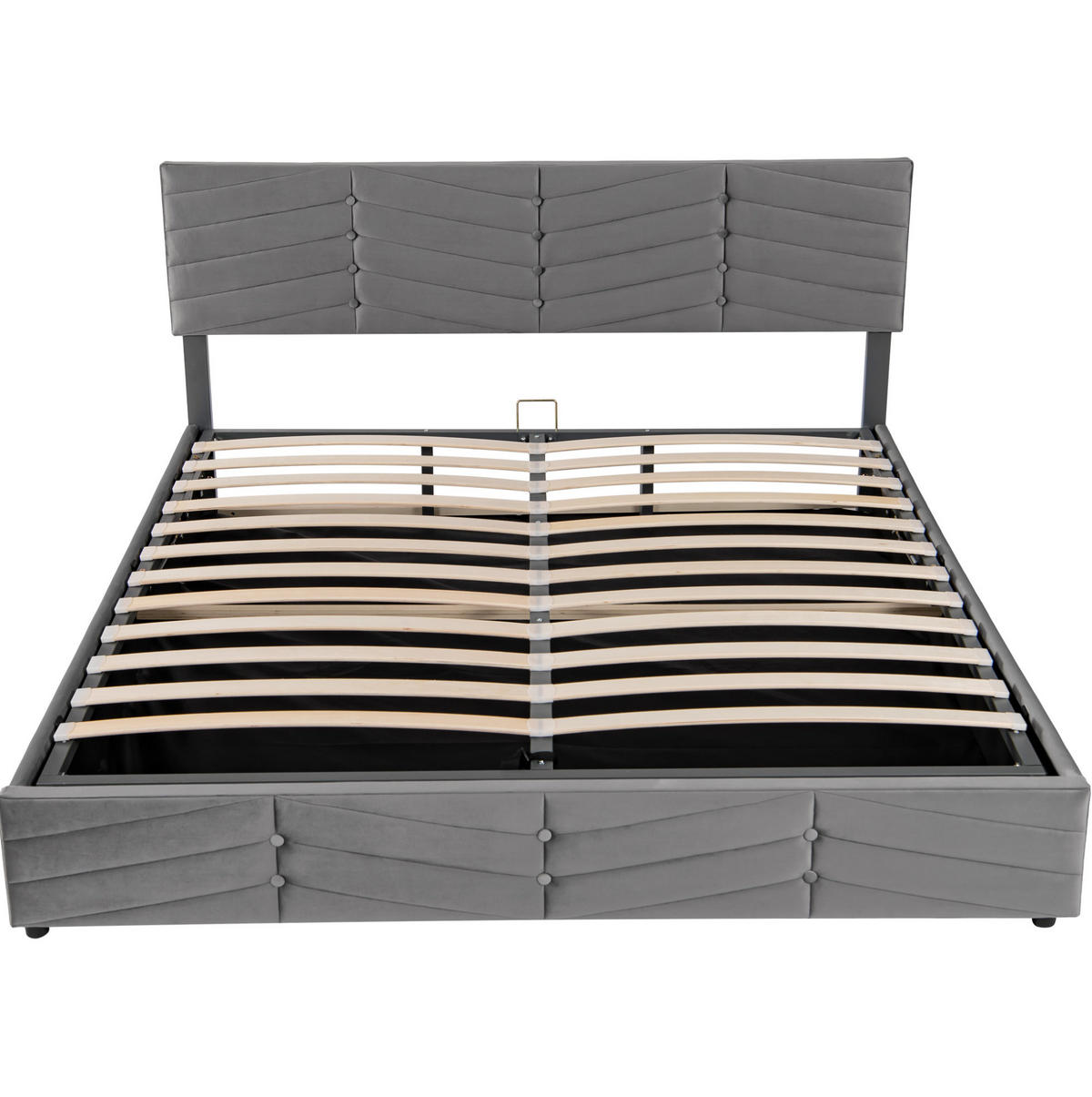 POLSTERBETT aus Samt 180x200 cm Grau mit Bettkasten und höhenverstellbarem Kopfteil - Grau, Textil (180/200cm) - IVMEU