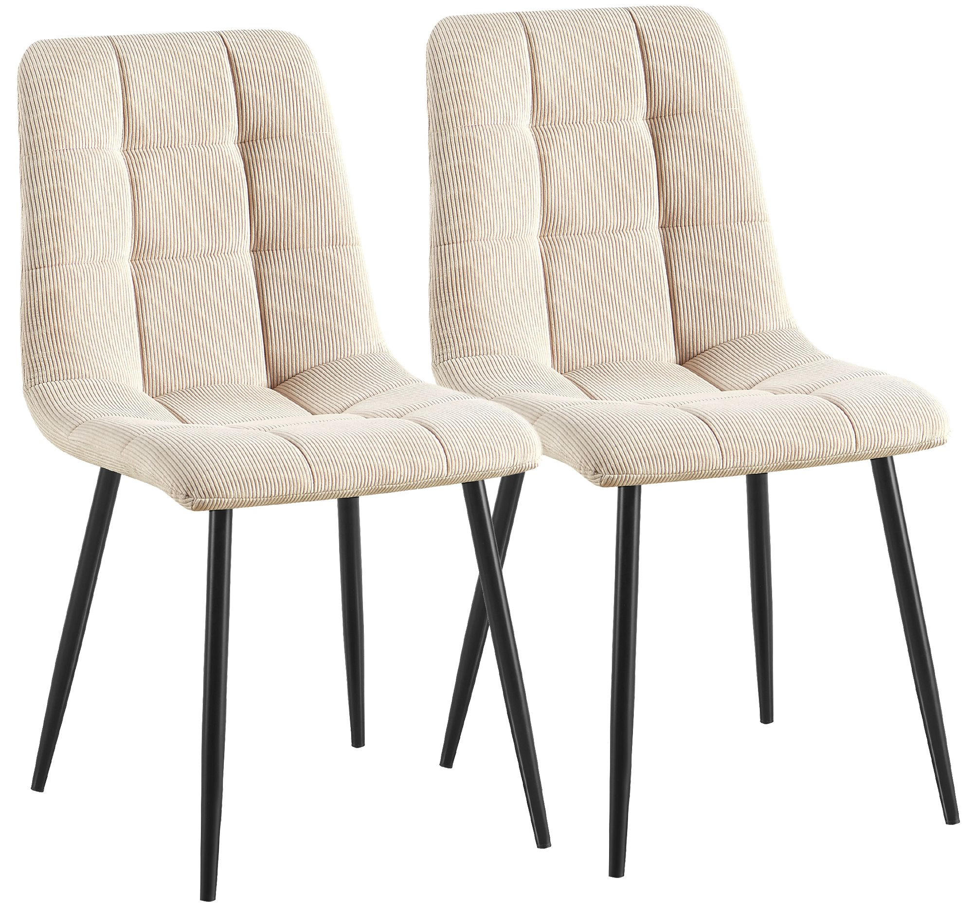 ESSZIMMERSTUHL 2 Cord Creme - Creme/Schwarz, Textil/Metall (45/84/55cm) - CLP