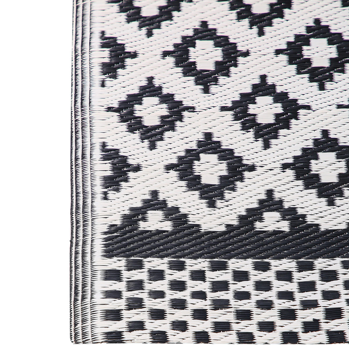 OUTDOORTEPPICH Thane 180/120 cm - Schwarz/Weiß, Kunststoff (120/180cm) - Beliani