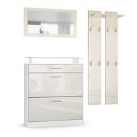 GARDEROBE Loret Front in Creme Hochglanz - Creme, Holzwerkstoff (180/200/23cm) - Vladon