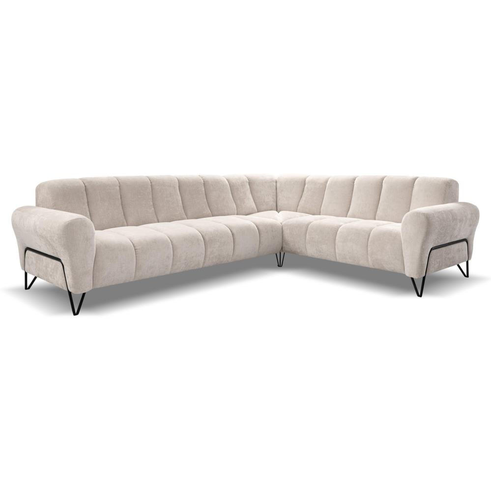 ECKSOFA Volare ohne Schlaffunktion beige links - Beige/Schwarz, Textil/Metall (295/235cm) - Beautysofa