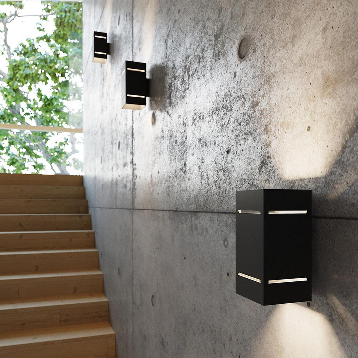 WANDELEUCHTE Aluminium Schwarz BLOCCO - Schwarz, Metall (10/20/12cm)