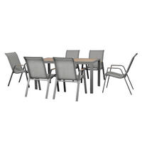 GARTEN-SITZGRUPPE Vera 7-teilig Gartenmöbel-Set - Grau, Kunststoff - DELUKE