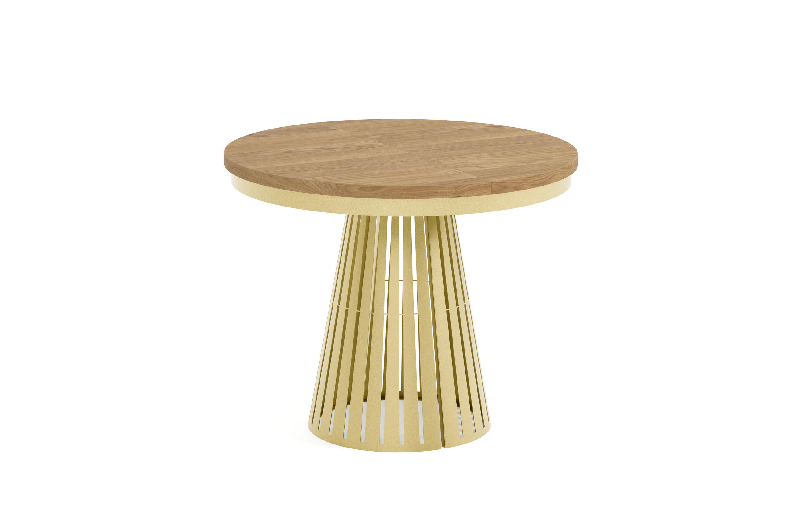 ESSTISCH Cone Bis - Eichefarben/Goldfarben, Holzwerkstoff/Metall (100/100/76cm) - Meblini