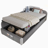 KINDER-POLSTERBETT aus Samt 90x200 cm Grau mit hydraulischem Stauraum - Grau, Textil (90/200cm) - IVMEU