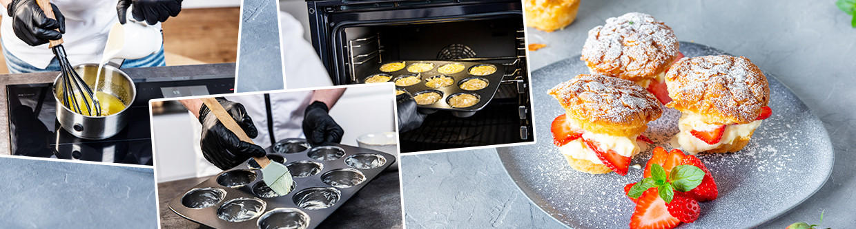Bienenstich-Muffins mit Erdbeeren Zubereitungsschritte