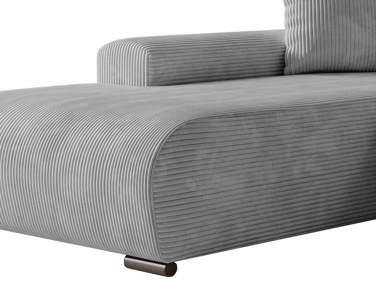 ECKSOFA Nelly mit Bettkasten und Schlaffunktion, Cordstoff in L-Form - Grau, Textil (270/185cm)
