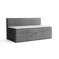 BOXBETT PAOLO 100/200 Boucle Dunkelgrau mit Taschen-Federkernmatratze H4 - Dunkelgrau, Holz/Holzwerkstoff (100/200cm) - Deine Möbel 24