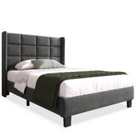 POLSTERBETT 90/200 cm Grau aus Leinen mit Lattenrost - Grau, Textil (90/200cm) - OKMYHOME