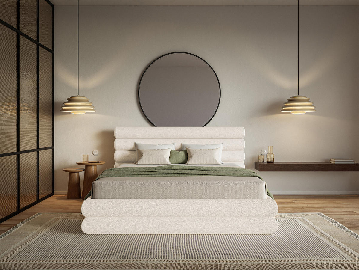 POLSTERBETT Buffalino Cremeweiß Boucle 140/200 cm - Creme, Kunststoff/Textil (140/200cm) - Selsey