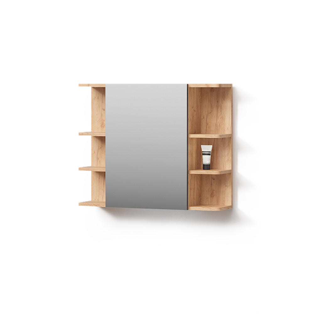 BADSPIEGELSCHRANK Fucino Goldkraft Eiche 79.6 x 64 cm - Honigeiche/Anthrazit, Holzwerkstoff (79.6/64/21.2cm) - Livinity®