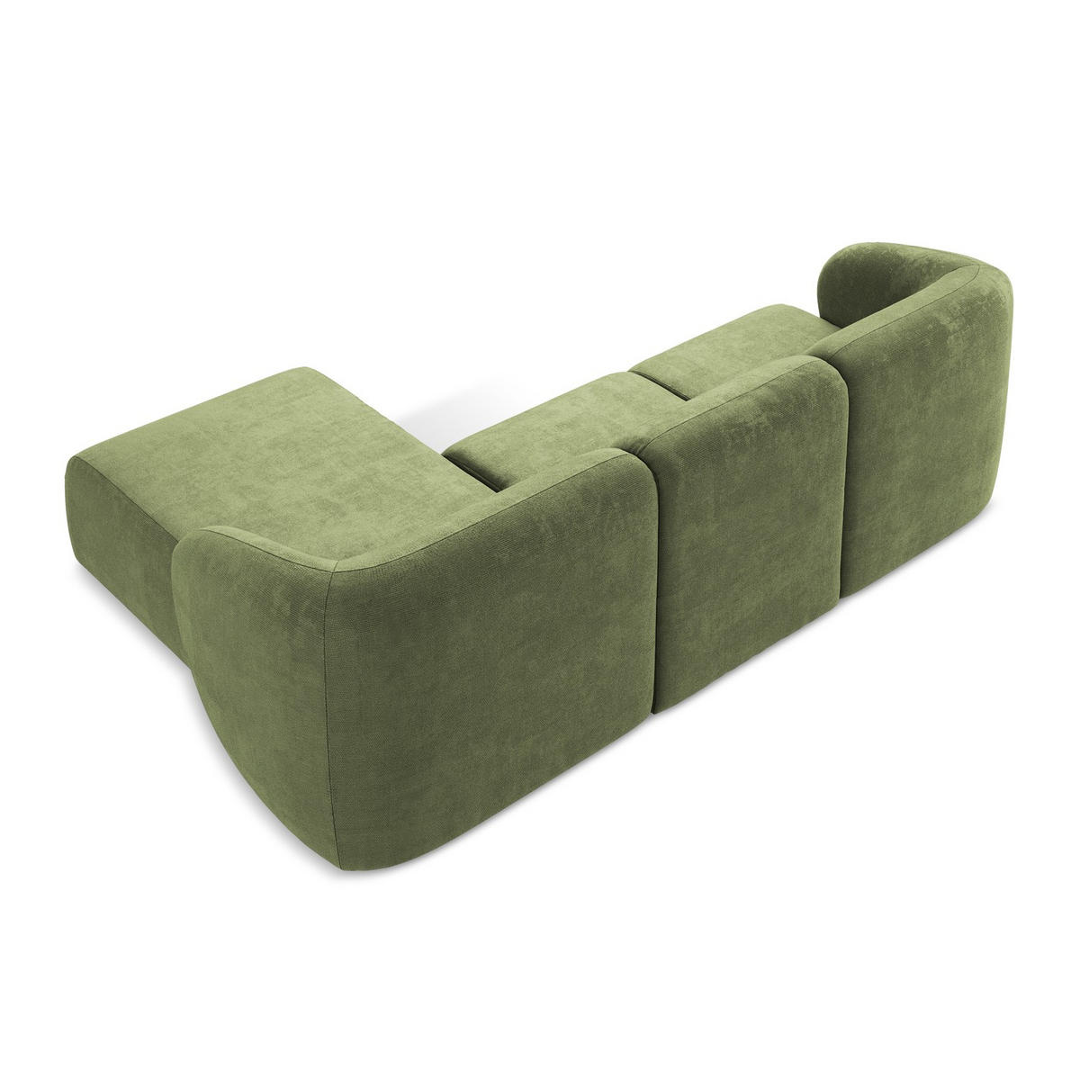 ECKSOFA Rechts Chenille Stoff Grün - Schwarz/Grün, Holzwerkstoff/Kunststoff (248/166cm) - LaMiaSofa