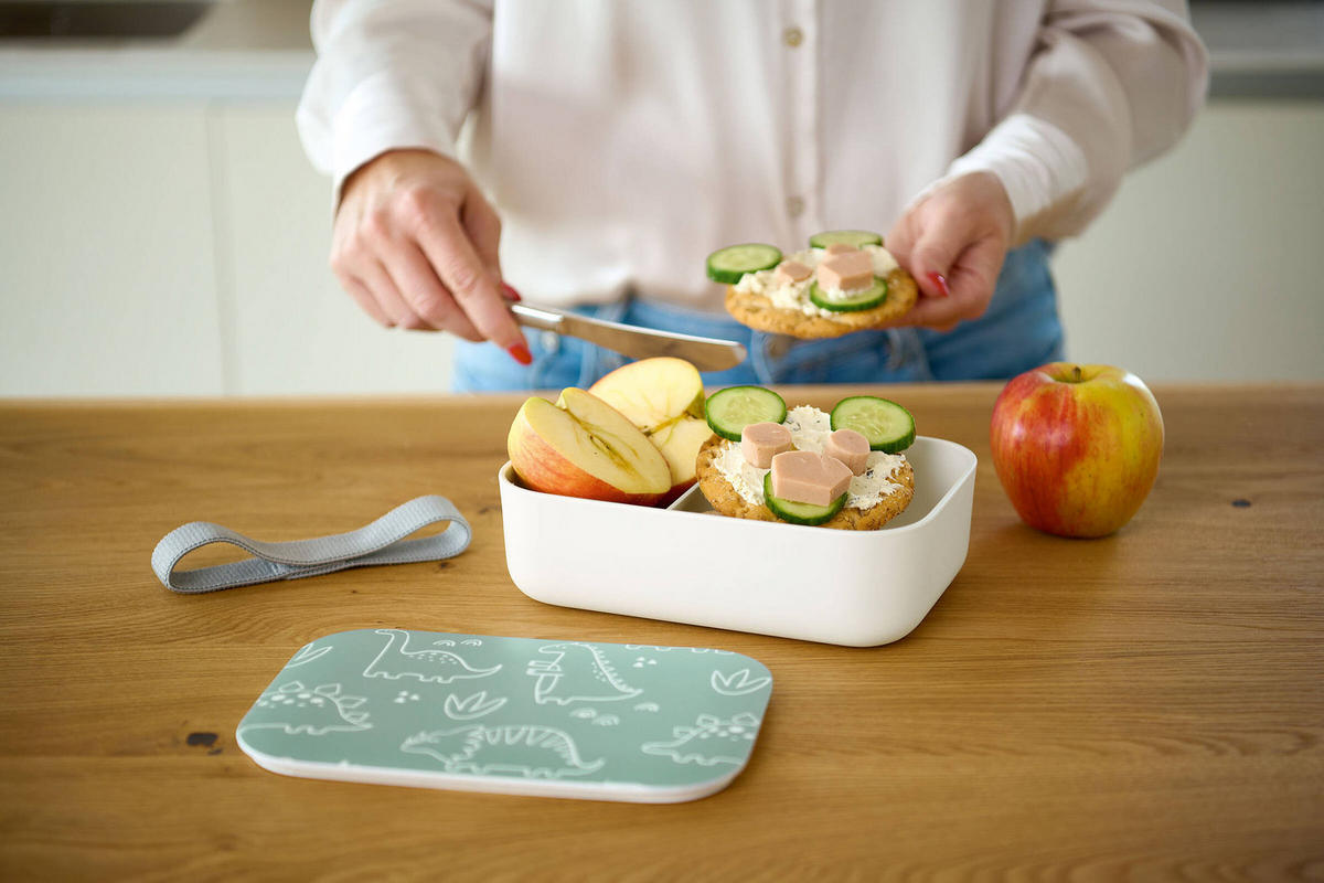 LUNCHBOX Dino 19/12,5/6,5 cm - Weiß, Kunststoff (12.5/6/19cm)
