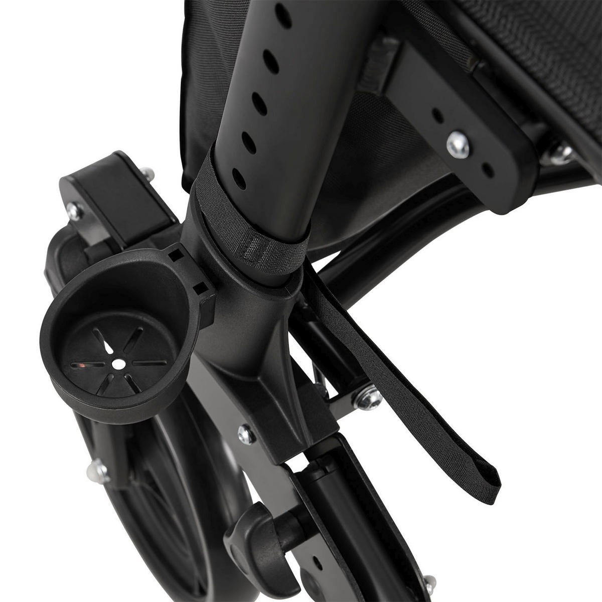 ROLLATOR Vital schwarz klappbar mit Sitzfläche & Einkaufstasche - Schwarz, Metall (63/80/68cm) - Juskys