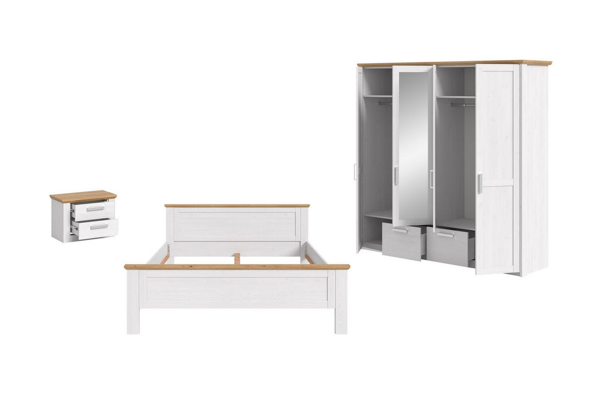 BETTANLAGE mit Kleiderschrank VERONA Bett (180 x 200 cm) in Sibiu Lärche Nachbildung - Lärchefarben, Holzwerkstoff - Homes & Jones