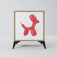 SIDEBOARD CHILDHOOD MEMORY, Eichefarben, 57,5x42x70,5 cm, Schwarze Metall-Sternfüße - Eichefarben/Multicolor, Holzwerkstoff/Metall (57.5/70.5/42cm) - SpaceRebels
