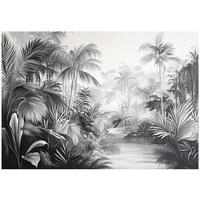 FOTOTAPETE Dschungel Schwarz Weiß Vlies Tapete Wohnzimmer 300x210 - Multicolor, Papier (300/210cm) - Wallarena