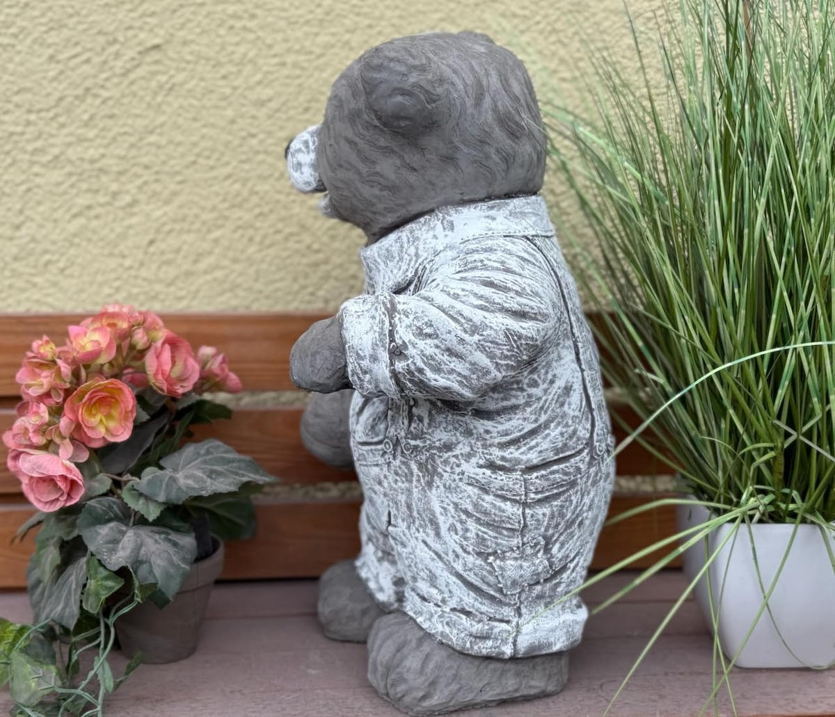 STEINFIGUR Teddy Leopold, frostfest, XL Format - Grau, Stein (29/45/27cm) - stoneandstyle