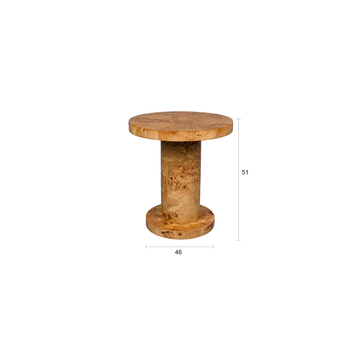 BEISTELLTISCH Quinn Rund 46 cm Natural - Naturfarben, Holz (46/46/51cm) - Dutchbone