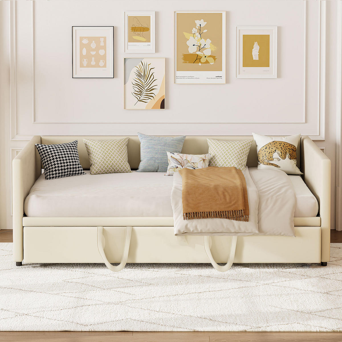SCHLAFSOFA 90/200 cm beige mit Liegefunktion und Stauraum - Beige, Holz