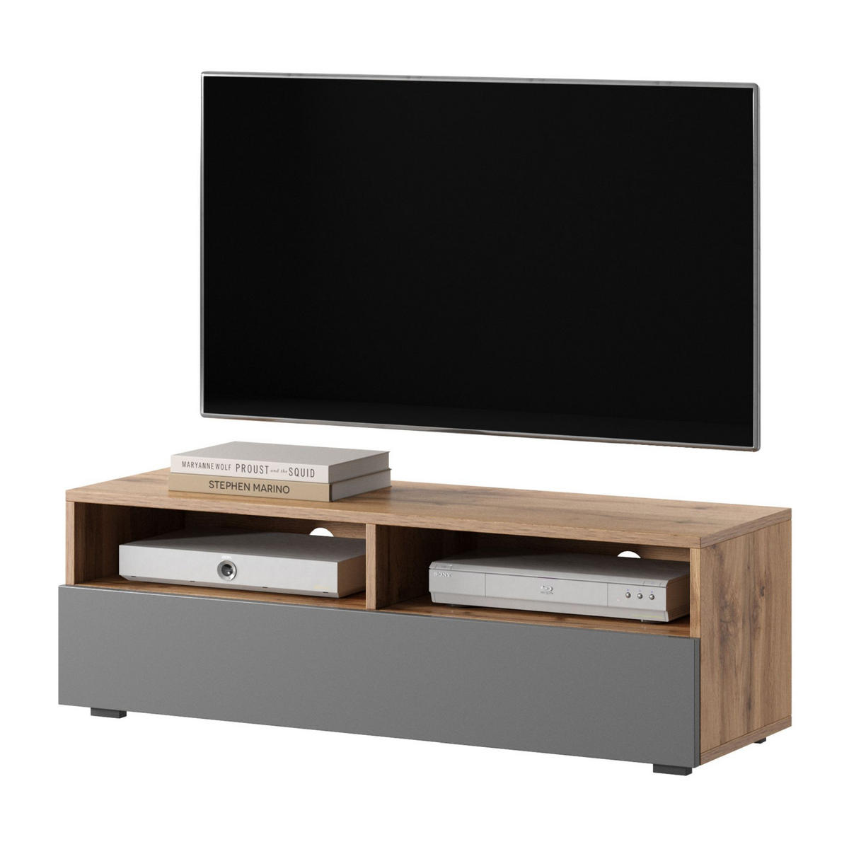 TV-LOWBOARD Rednaw Eiche/Grau Hochglanz 100 cm - Eiche Wotan/Grau, Holzwerkstoff (100/30/31cm) - Selsey