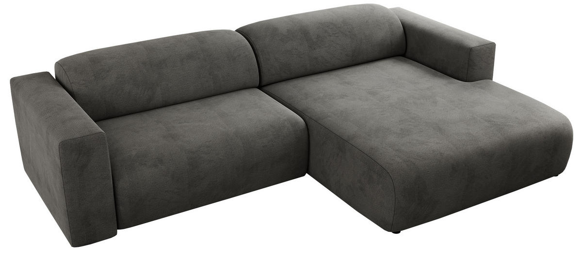 ECKSOFA PASADENA Dunkelgrau Velvet - Rechts Seite - Dunkelgrau/Schwarz, Kunststoff/Textil (180/288cm) - MKS