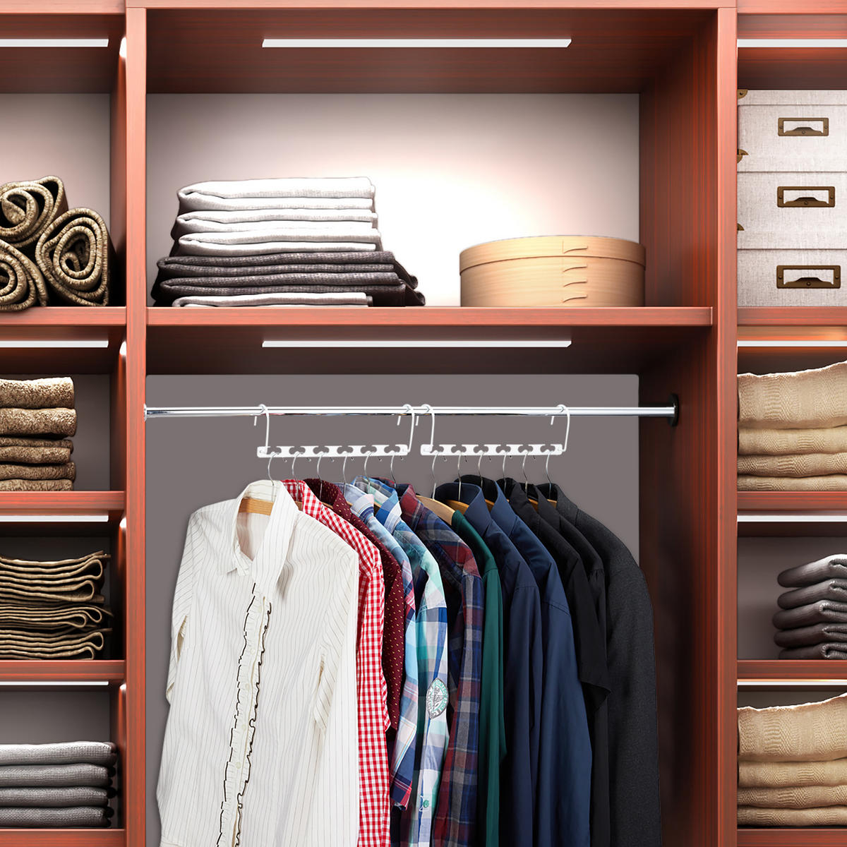 6XRAUMSPARBÜGEL - Weiß, Metall (26/8.5/5.4cm) - Relaxdays