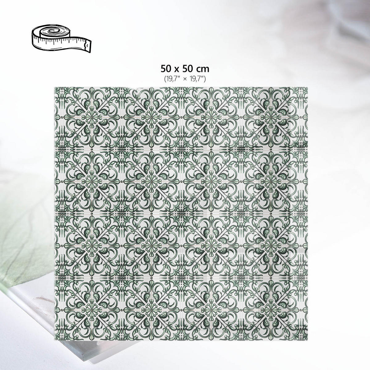 TISCHPLATTE 50x50 cm – Klassische Muster - Gelb, Glas (0.4/50/50cm) - Wallfluent