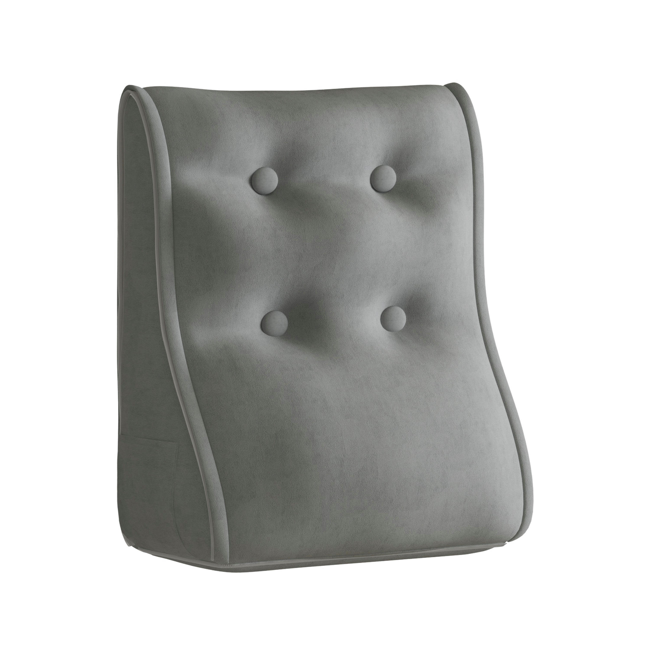 RÜCKENKISSEN Kopfteilkissen Samt grau 50/22cm - Grau, Textil (22/50cm) - Vercart