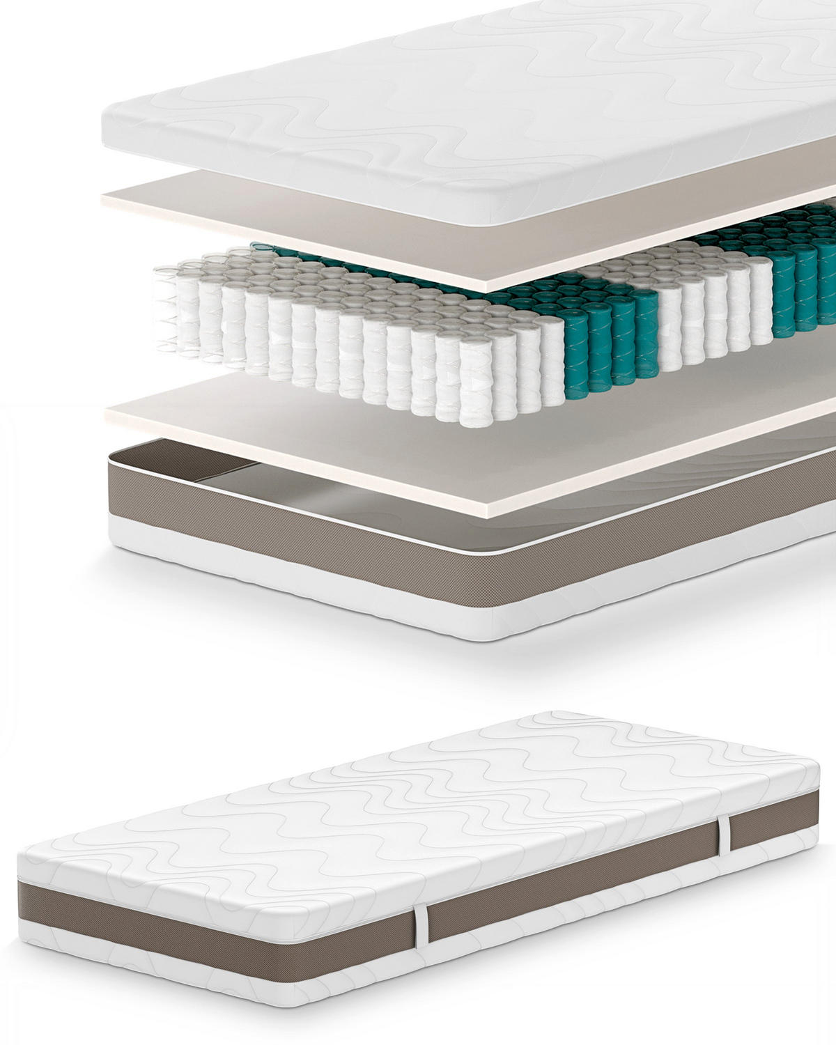 TAŠKOVÁ PRUŽINOVÁ MATRACE 120x200 – H3 – 7zónová – výška 24 cm - bílá, textil (120/200cm) - Mister Sandman