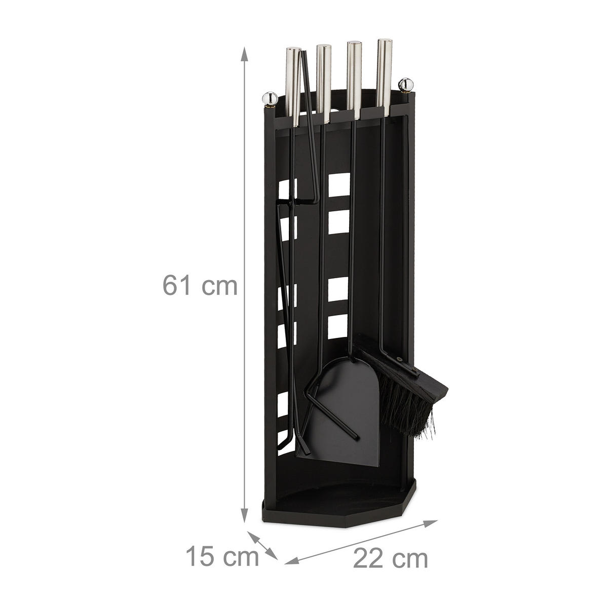5-TLG.KAMINBESTECK-SET - Schwarz, Metall (22/61/15cm) - Relaxdays