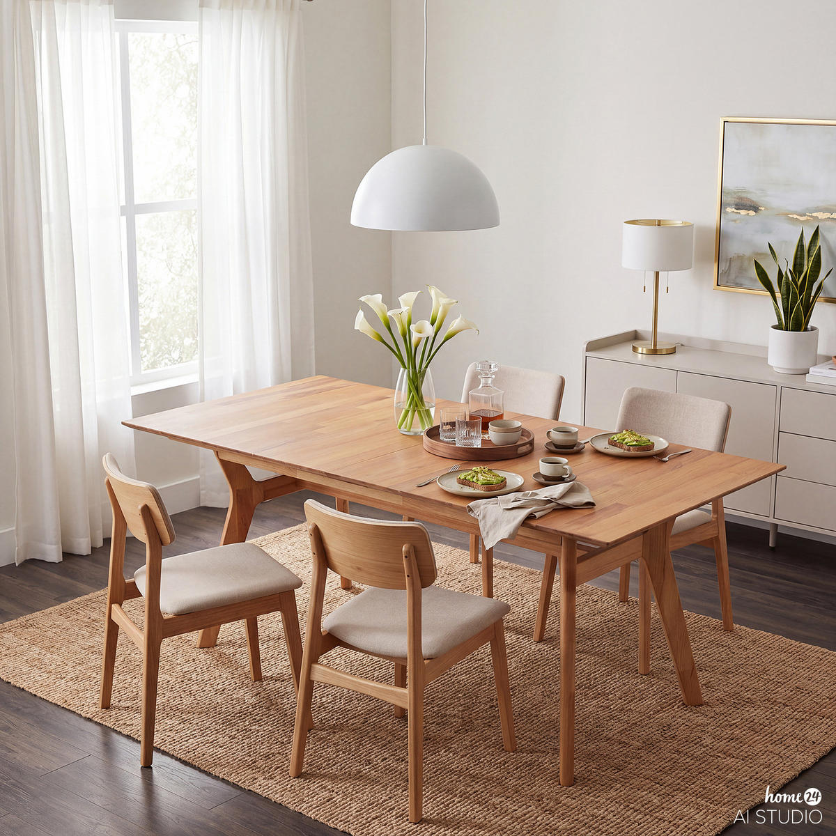 ESSTISCH - Massivholz - Buchefarben, Holz (90/160/75cm) - home24