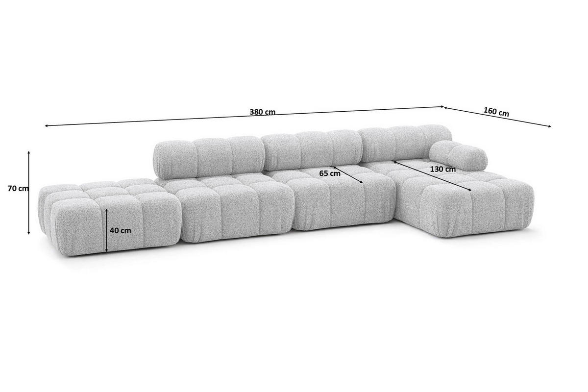 ECKSOFA L-Form XL, Stoff Bouclé Abriamo, Hellgrau, Rechts, Selia L XL - Hellgrau, Holz (380/160cm) - Kaiser Möbel