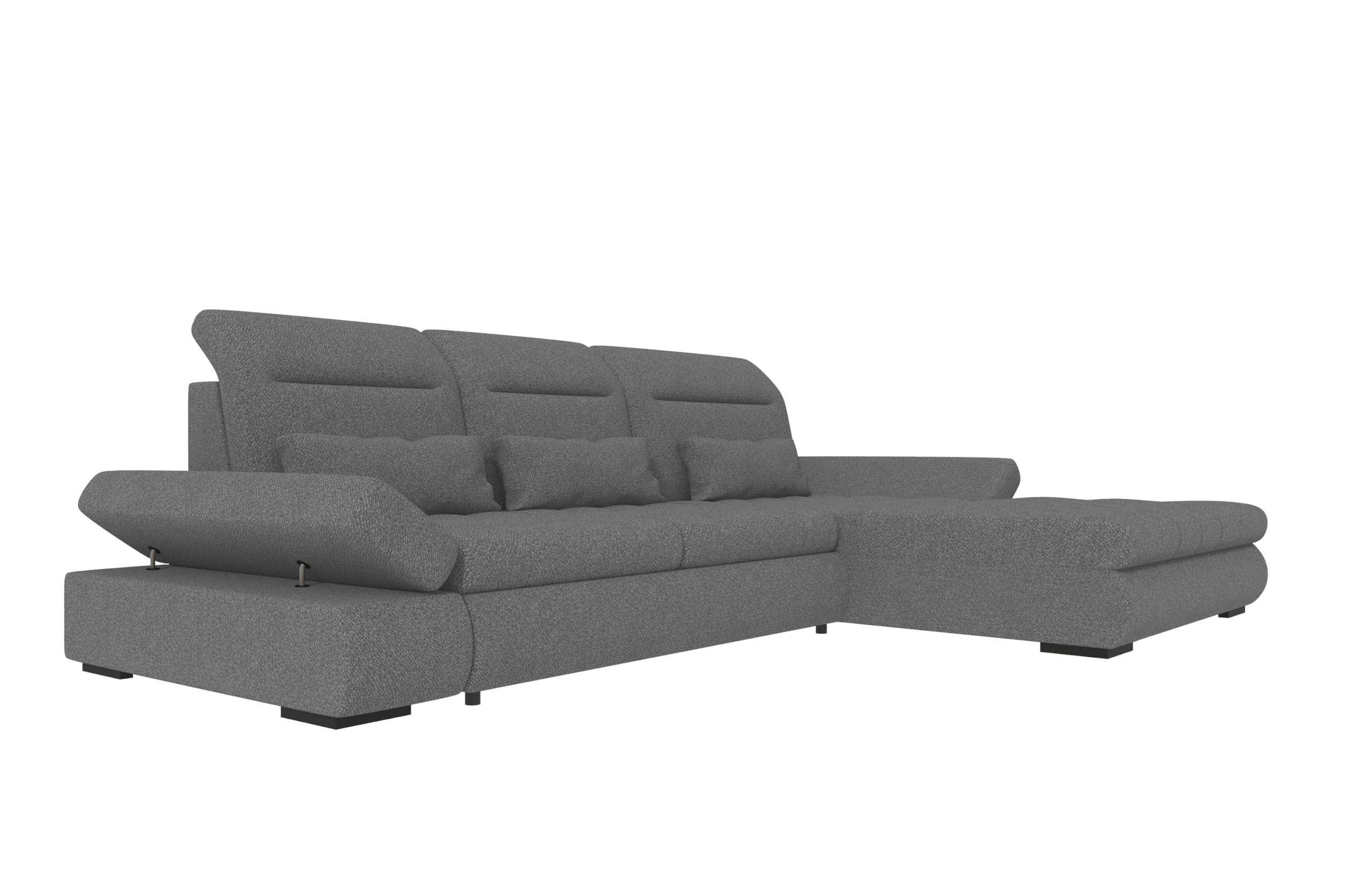 ECKSOFA Toscana Plus Strukturstoff inkl. Schlaffunktion - Anthrazit, Textil (300/179cm) - 99rooms