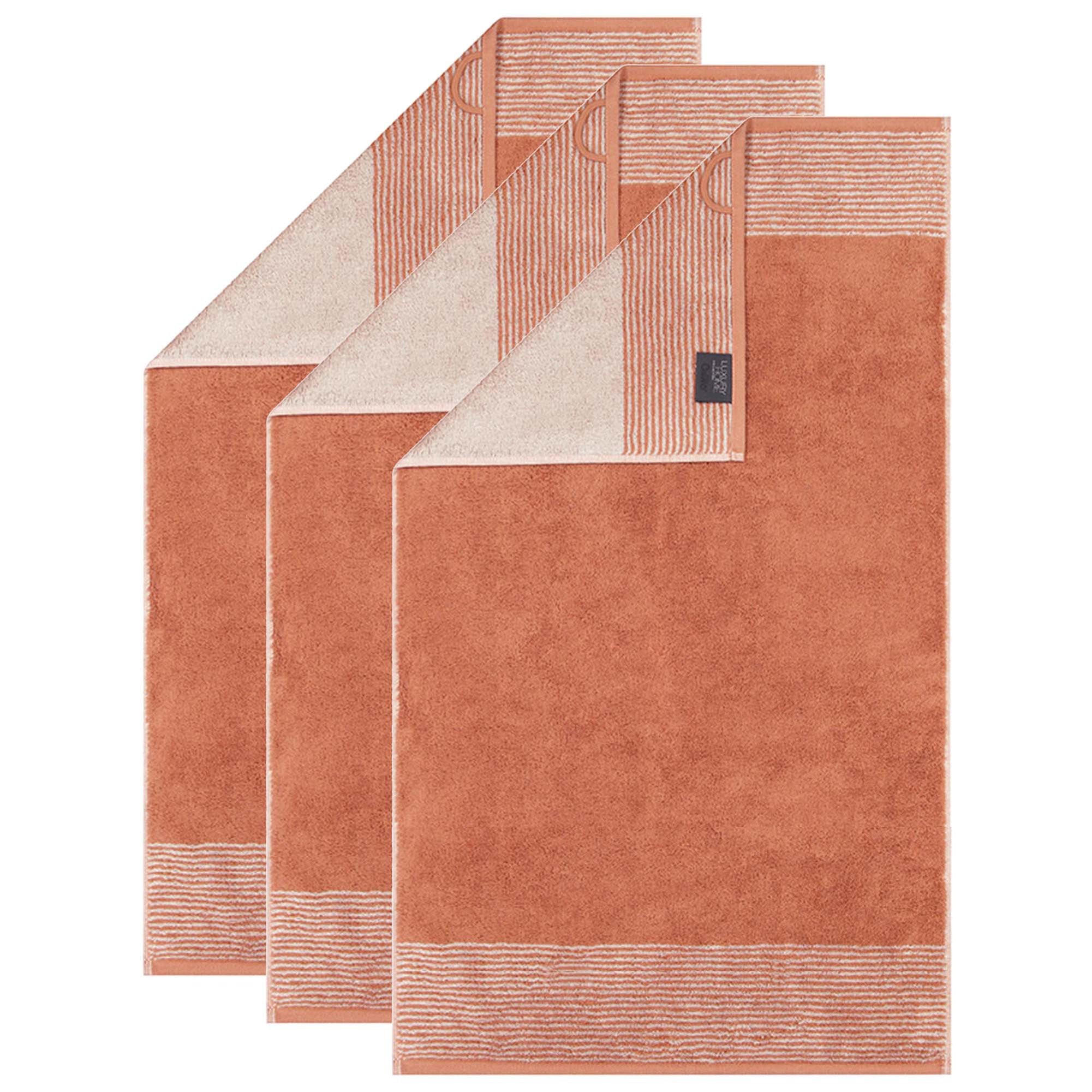 GÄSTETUCH Unisex Luxury Home Two-Tone Rot 3er Pack Baumwolle - Kupferfarben, Textil (50/30cm) - Cawoe