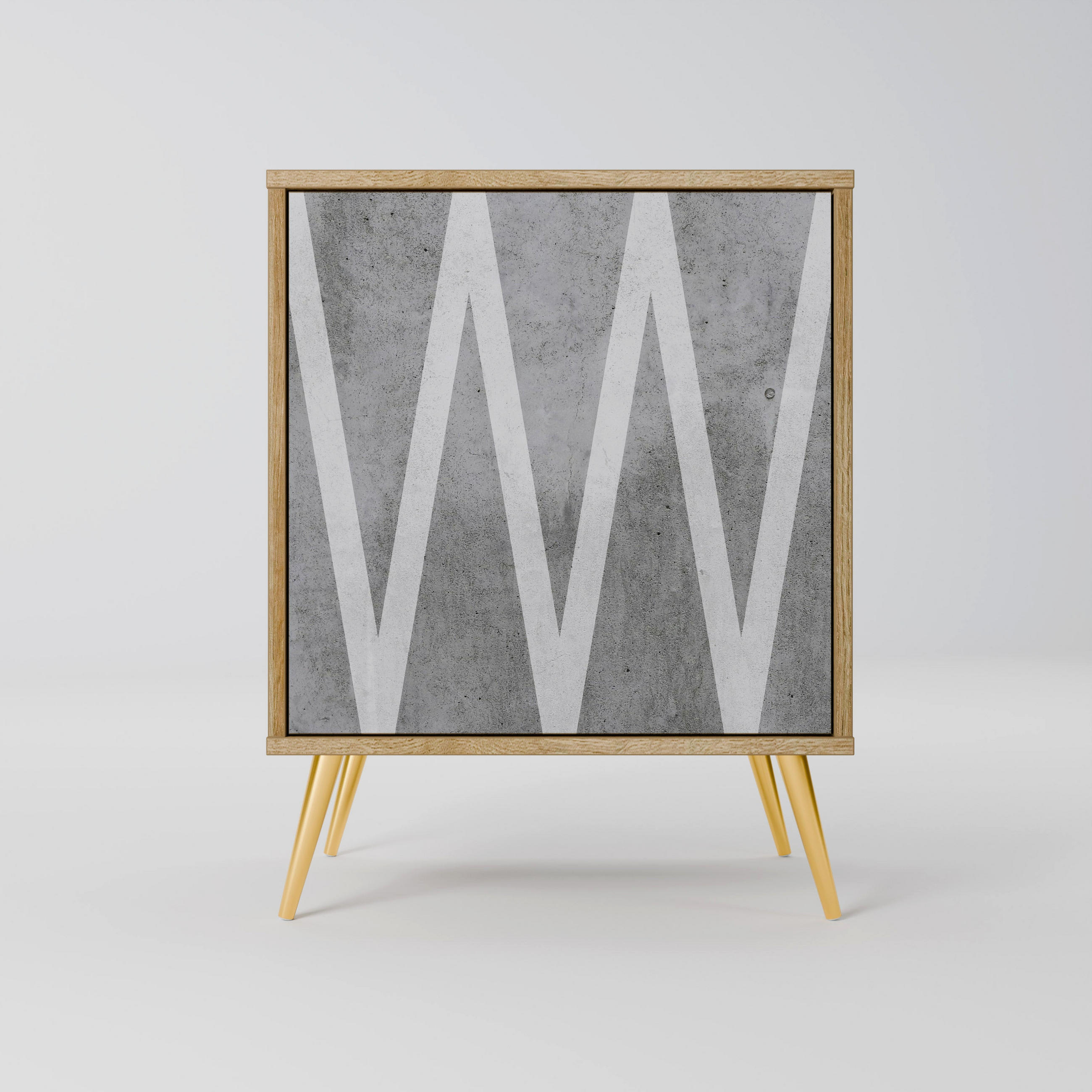 SIDEBOARD SOLID ZIG ZAG, Eichefarben, 57,5x42x75,5 cm, Goldfarbene Metallfüße - Eichefarben/Goldfarben, Holzwerkstoff/Metall (57.5/75.5/42cm) - SpaceRebels