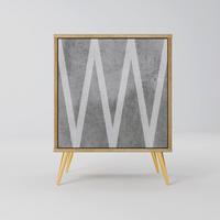SIDEBOARD SOLID ZIG ZAG, Eichefarben, 57,5x42x75,5 cm, Goldfarbene Metallfüße - Eichefarben/Goldfarben, Holzwerkstoff/Metall (57.5/75.5/42cm) - SpaceRebels