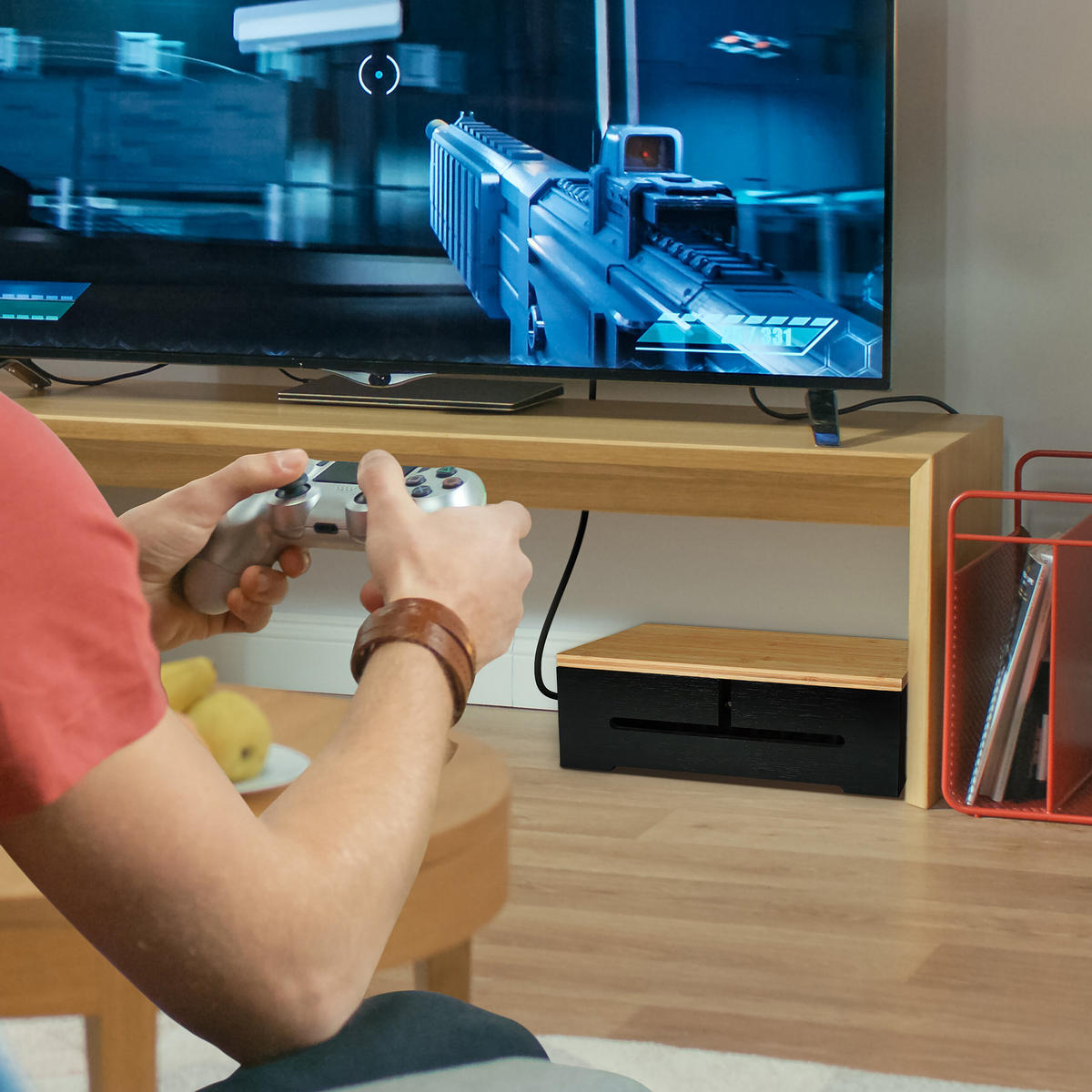 KABELBOX - Schwarz, Holz (22/32/11cm) - Relaxdays