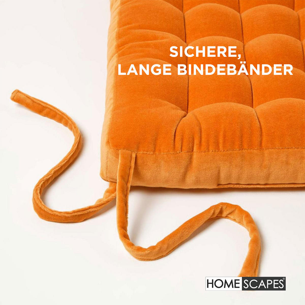STUHLKISSEN Samt 4er-Set orange 40/40/5 cm - Orange, Textil (40/40/5cm) - Homescapes