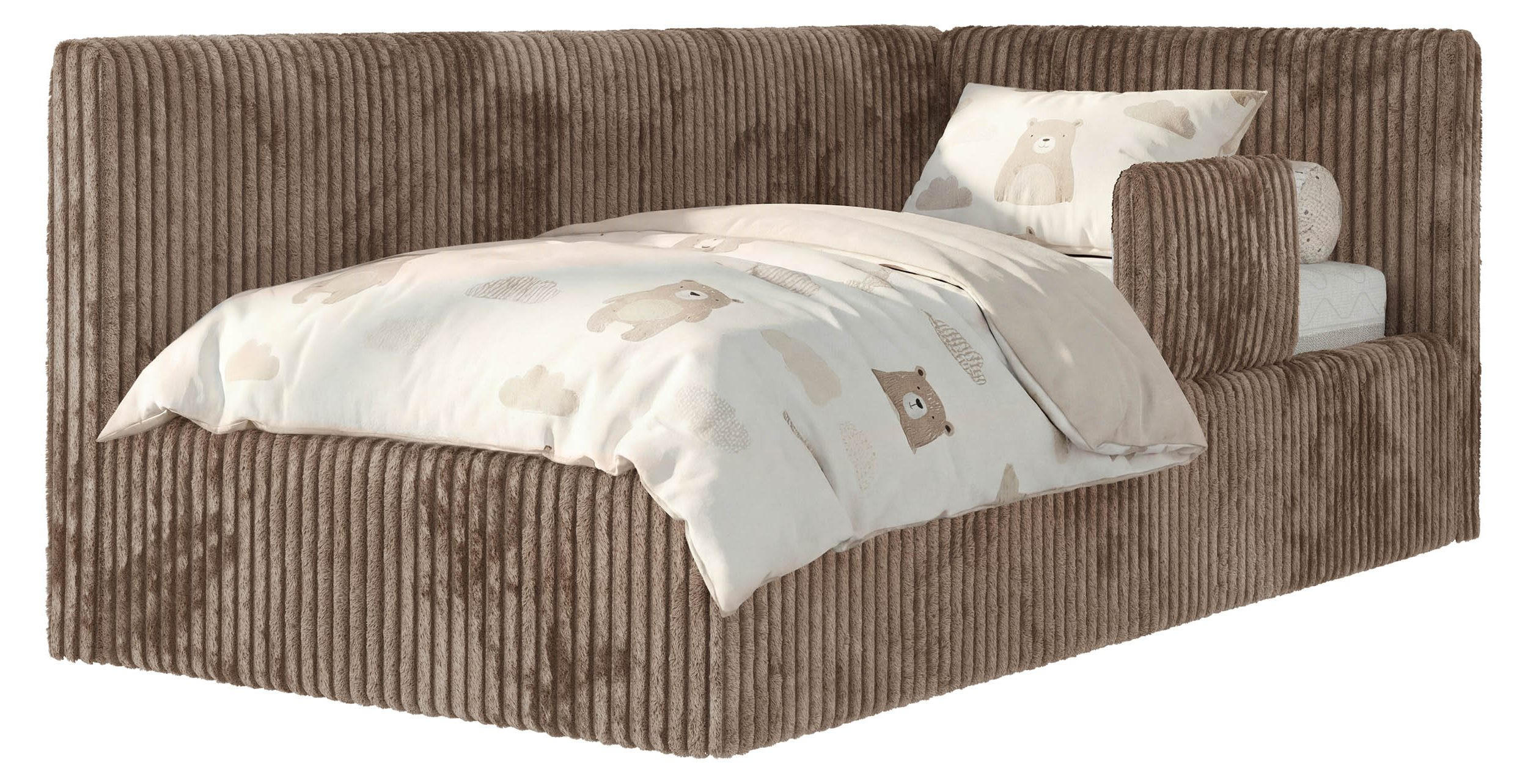 POLSTERBETT TILVO ALTA 90/200 - Braun Cord - Taschenfederkernmatratze - Rechts - Braun, Textil (200/90cm) - MKS