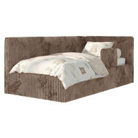 POLSTERBETT TILVO ALTA 90/200 - Braun Cord - Taschenfederkernmatratze - Rechts - Braun, Textil (200/90cm) - MKS