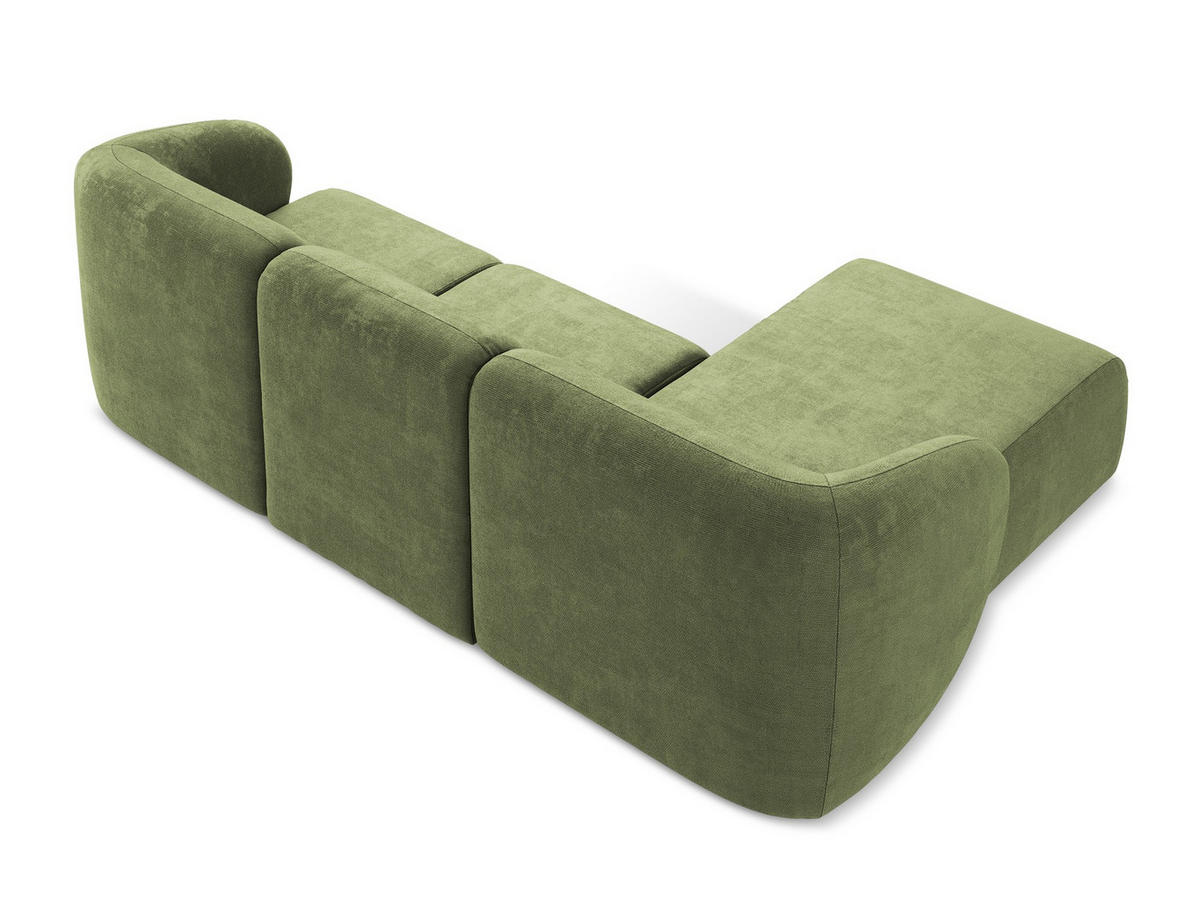 ECKSOFA Links Chenille Stoff Grün - Schwarz/Grün, Holzwerkstoff/Kunststoff (248/166cm) - Makamii