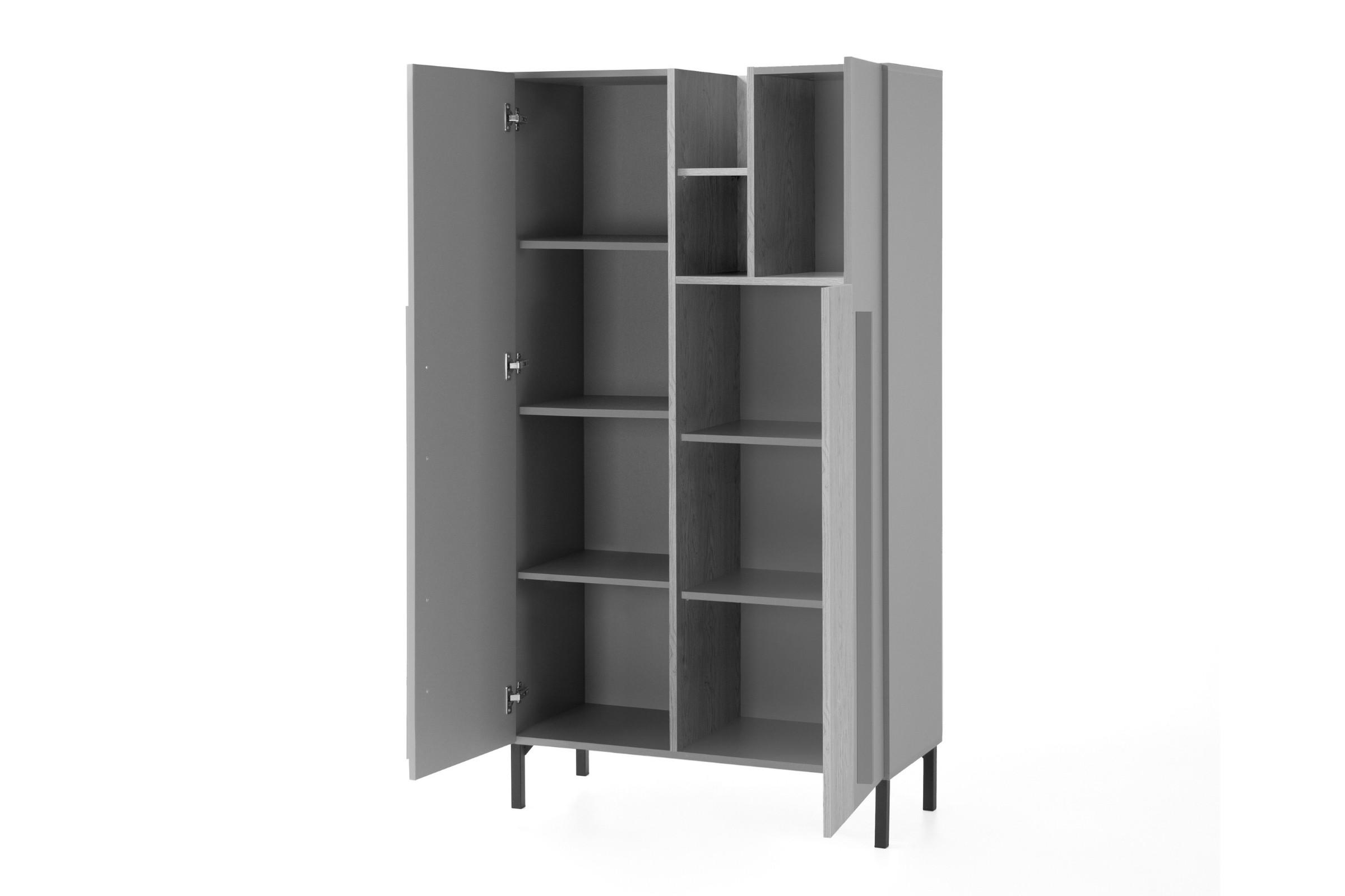 KINDERHOCHKOMMODE SORENTO 05 90/40/165 in Eukalyptus/Baltic Düne Eiche/Schwarzer Onyx - Eukalyptusholzfarben/Eichefarben, Holzwerkstoff (90/165/40cm) - Deine Möbel 24
