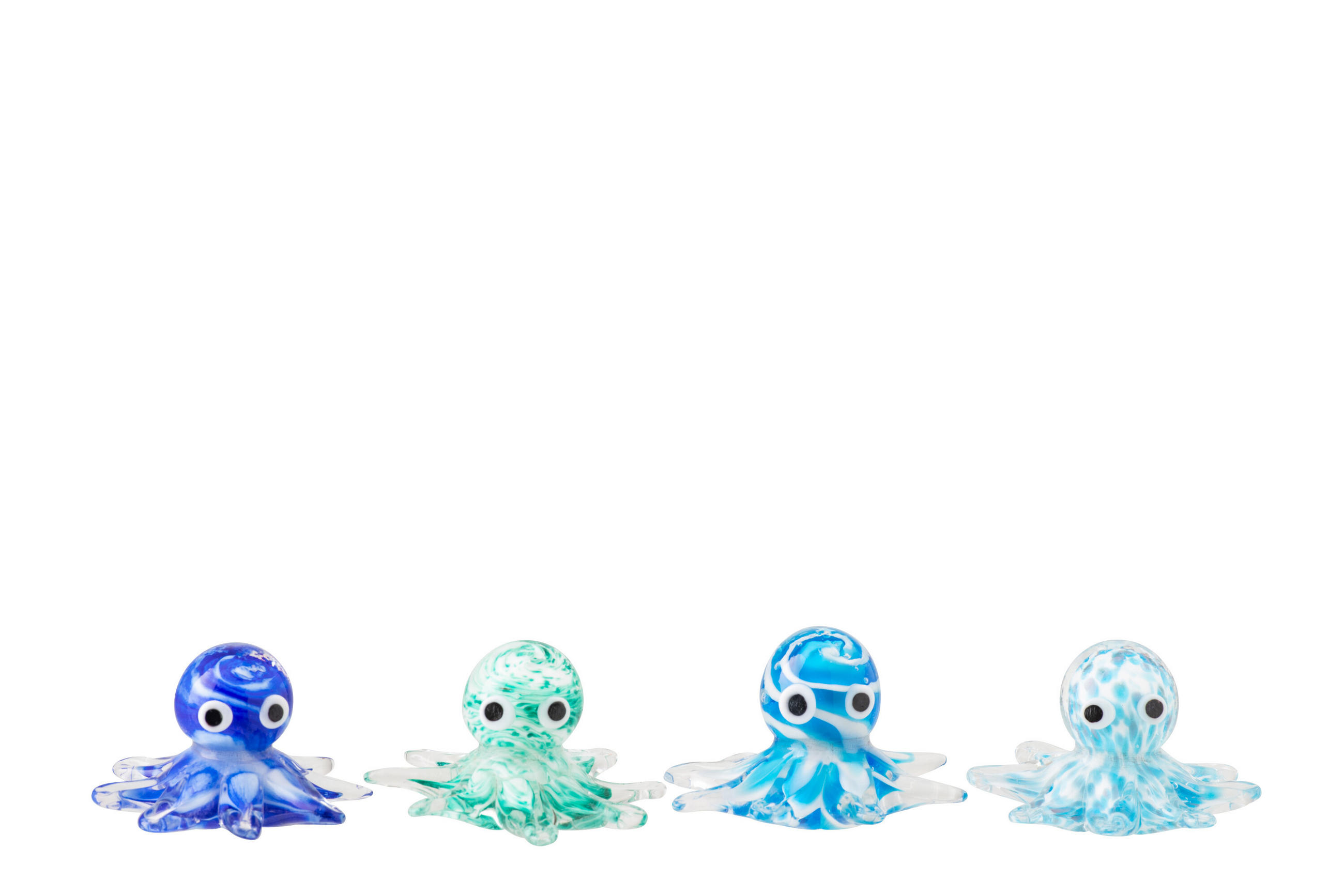 BRIEFBESCHWERER OCTOPUS (4ER SET) - Blau, Glas (8.5/4.5/8.5cm) - J-Line